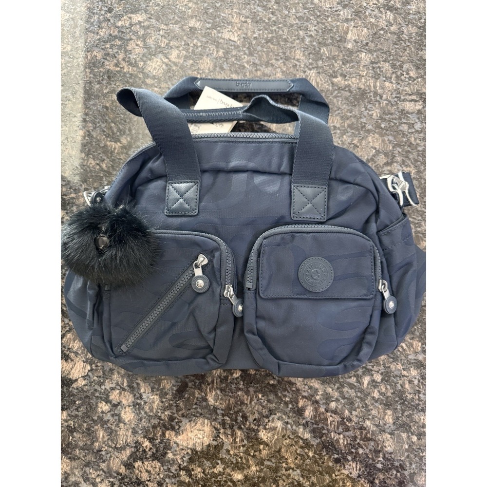 Kipling Defea Large Satchel Shoulder Handbag HB7355 Doodle Jacquard Navy NWT 134